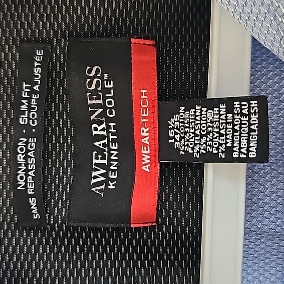 Kenneth Cole Awearness, Slim Fit, Sz  16.5, Diamond Print - Picture 3 of 4